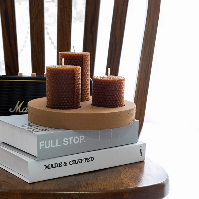 Европейский стиль деревянный подсвечник круглый зеленый современный маленький