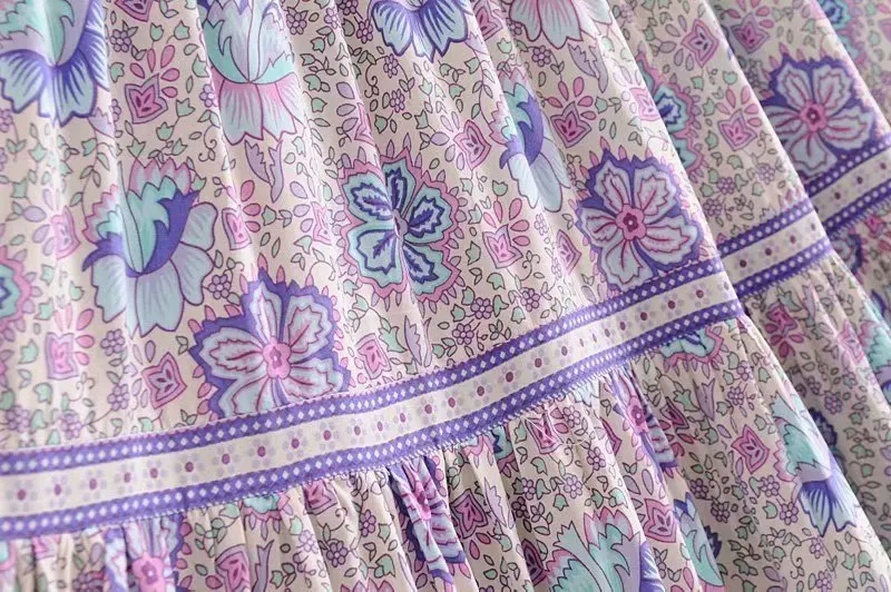 Юбка женская плиссированная винтажная шикарная пляжная фиолетовая в стиле хиппи