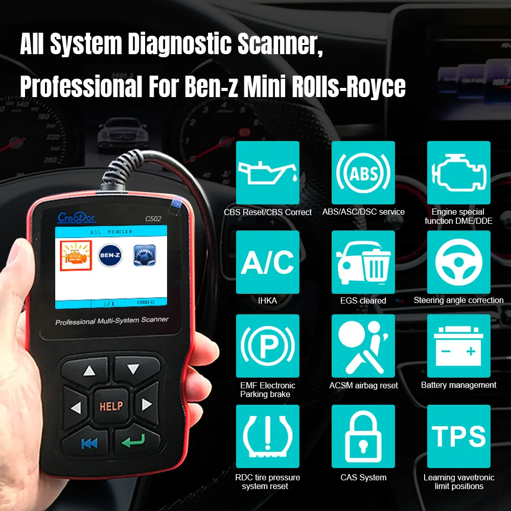 Creator C502 OBD2 диагностический сканер для автомобилей диагностические инструменты для Mercedes Benz W211 W203 W124 Авто OBD 2 Автосканер код ридер