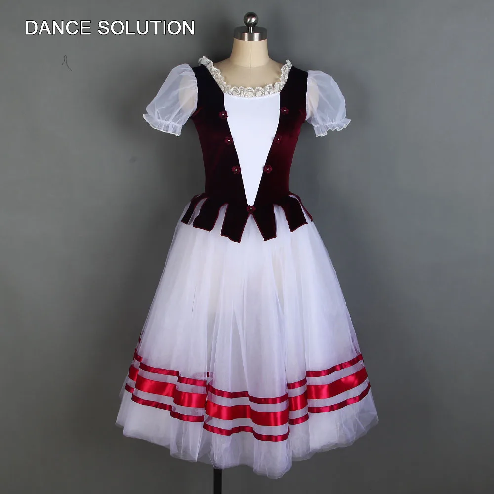 Бургундия Жизель танцевальный костюм пышные рукава балетное танцевальное