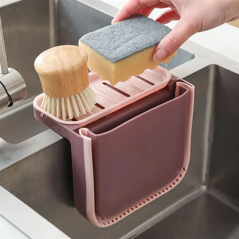 

Kitchen Suction Cup Hanging Sink Drain Basket With Drainage Hole Foldable Storage Box For Home Kitchen Drainage Rack