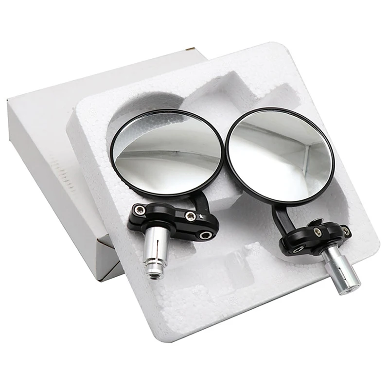 

Motorcycle Rear View Mirrors Round Handle Bar End Foldable Motorbike Side Mirror