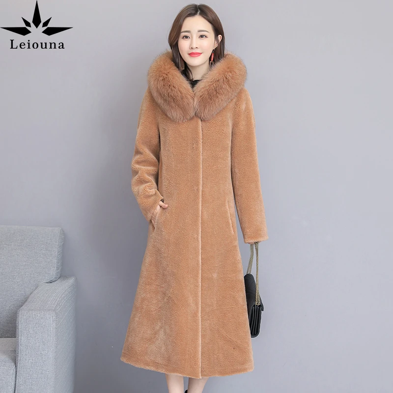 

Leiouna Sheep Cashmere Coat Women New Winter Granule Mother Fox Fur Haining Fur Composite Fur One Coat