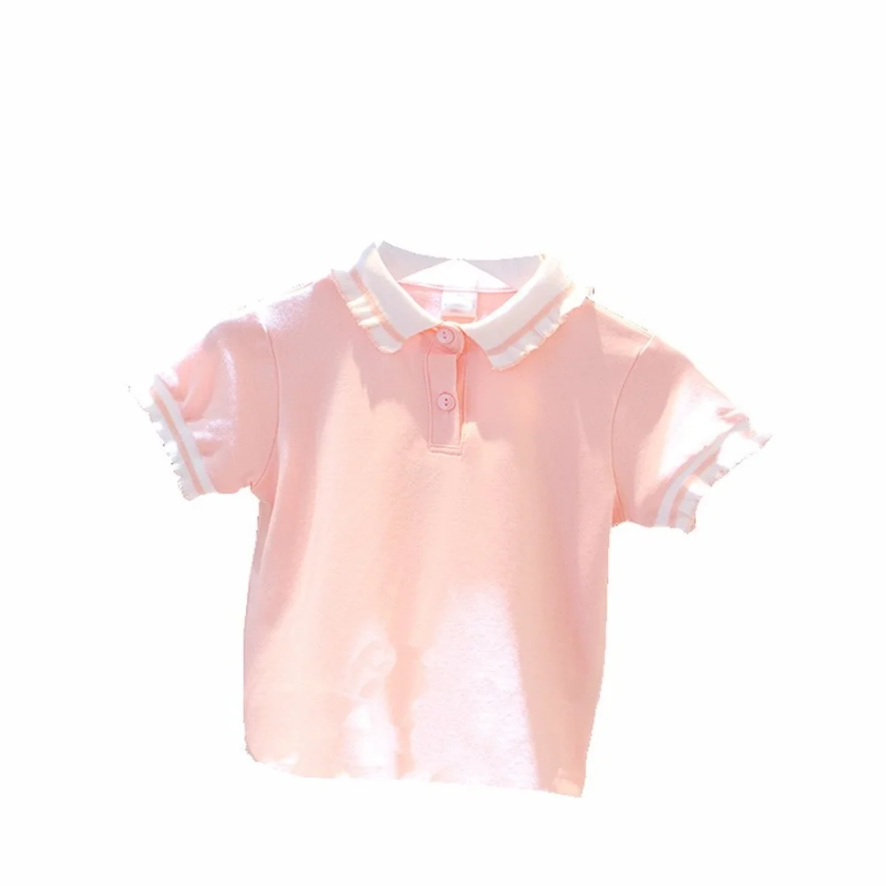 

2021 New Summer Child Girl Ruffled Short Sleeve Cotton T-Shirt Children Girl T-Shirt Clothes For 2-7 Years Old