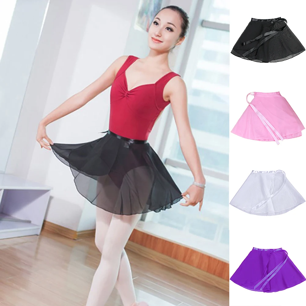 

Chiffon Ballet Leotard Tutu Wrap Scarf Mini Skirt Dance for women&child girls