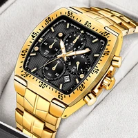 wwoor 2021 new top luxury gold black square watch men sports military quartz waterproof wristwatch chronograph relogio masculino