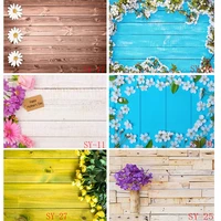 shengyongbao vinyl custom photography backdrops prop flower and wooden planks theme photo studio background sy 07