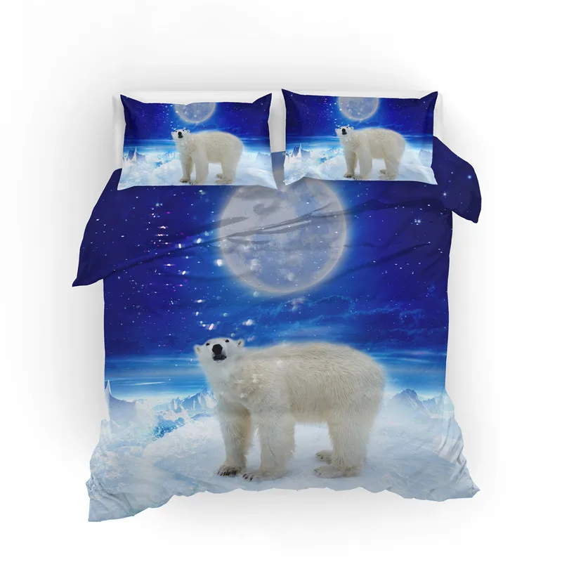 Фото Набор постельного белья с 3d принтом белый медведь животные морские