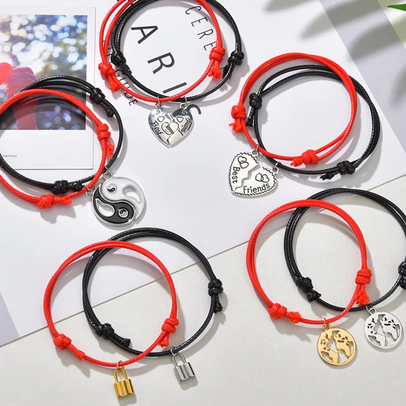 Милый разбитое сердце кулон для Тай Чи ретро очарование влюбленных браслет