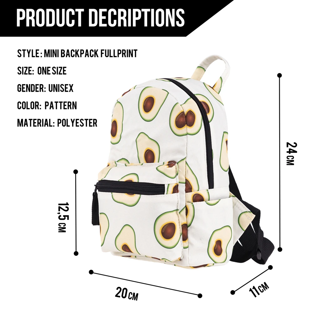 Женский рюкзак Mochila авокадо с зеленым принтом женская сумка на плечо для подростков Многофункциональный маленький рюкзак школьный рюкзак