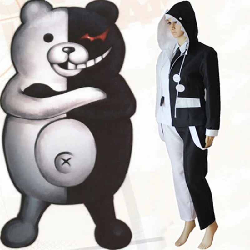 Игра Danganronpa The Animation Костюмы для косплея Косплей Монокума костюм Школьная форма на