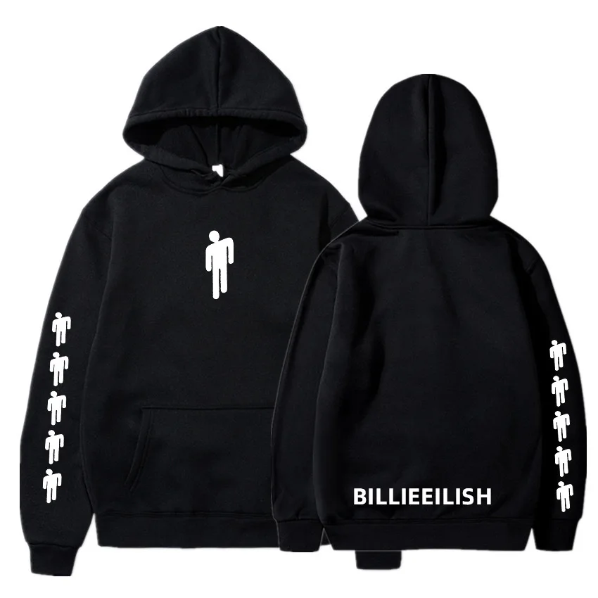 Новая горячая Billie Eilish Толстовка Мужская Черная хлопковая толстовка пара Billie Eilish Толстовка простая сохраняющая тепло Женская/Мужская толстовка одежда - Цвет: Черный