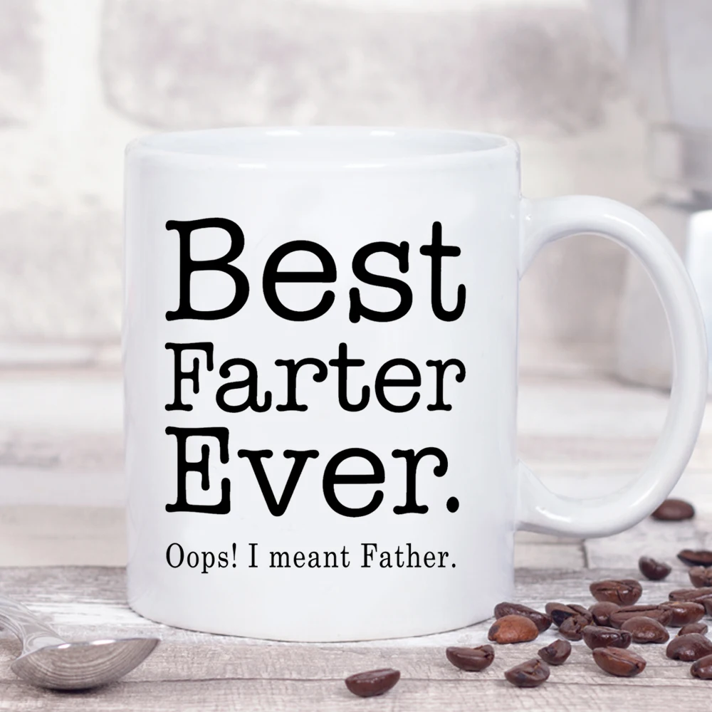 

Best Farther Ever I Meant Father Mug 350ml Ceramic Coffee Cup Dad Papa Father Birthday Gift Cups and Travel Mugs
