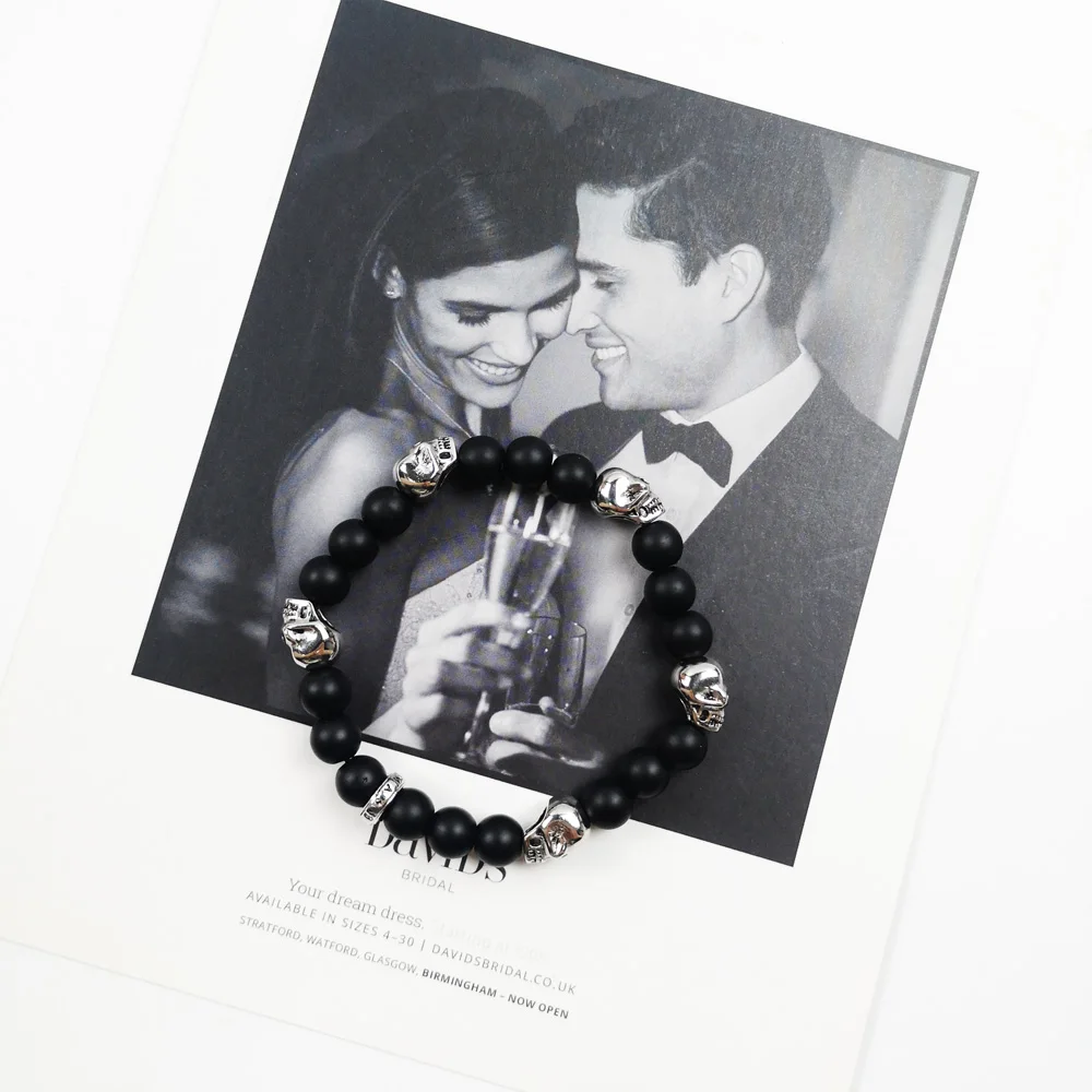 Стрейчевый браслет с миниатюрными черепами модные ювелирные изделия унисекс из