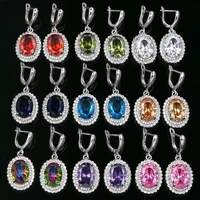 fashion milticolor cubic zirconia stone silver 925 earrings for women party hanging dangle earrings drop earing modern jewelry