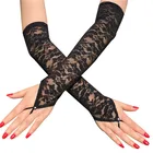 Женские длинные кружевные перчатки 1 пара, сексуальные сетчатые перчатки без пальцев, женские рукавицы, аксессуары для платья
