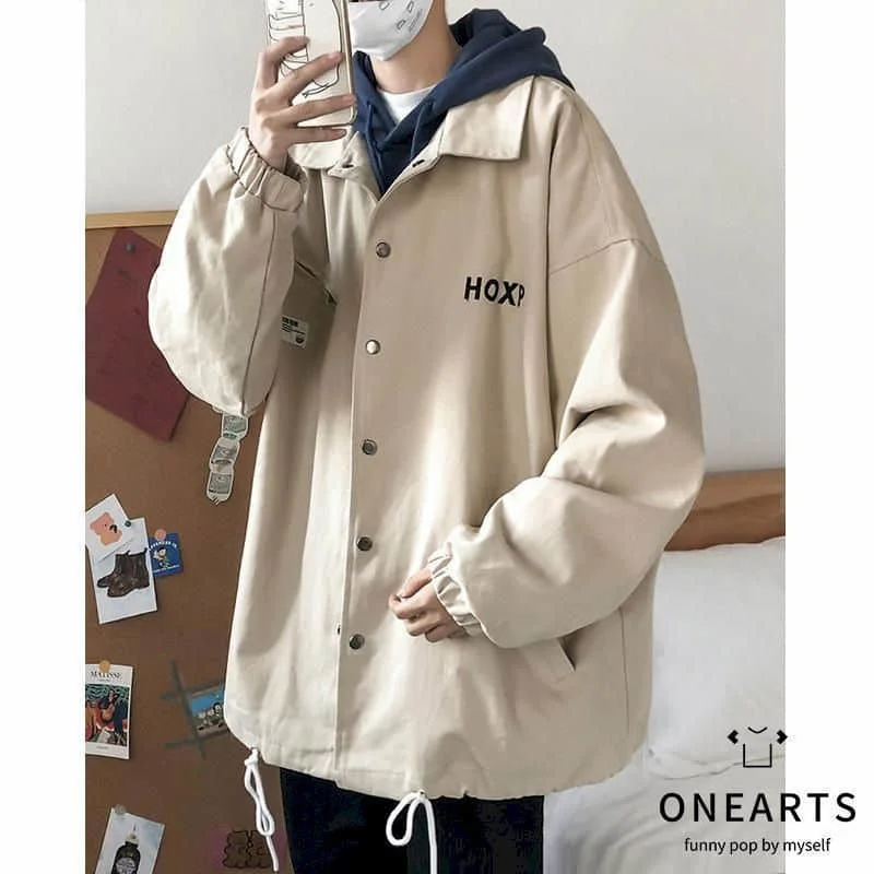 Мужская куртка корейский тренд Повседневная Свободная сафари в гонконгском