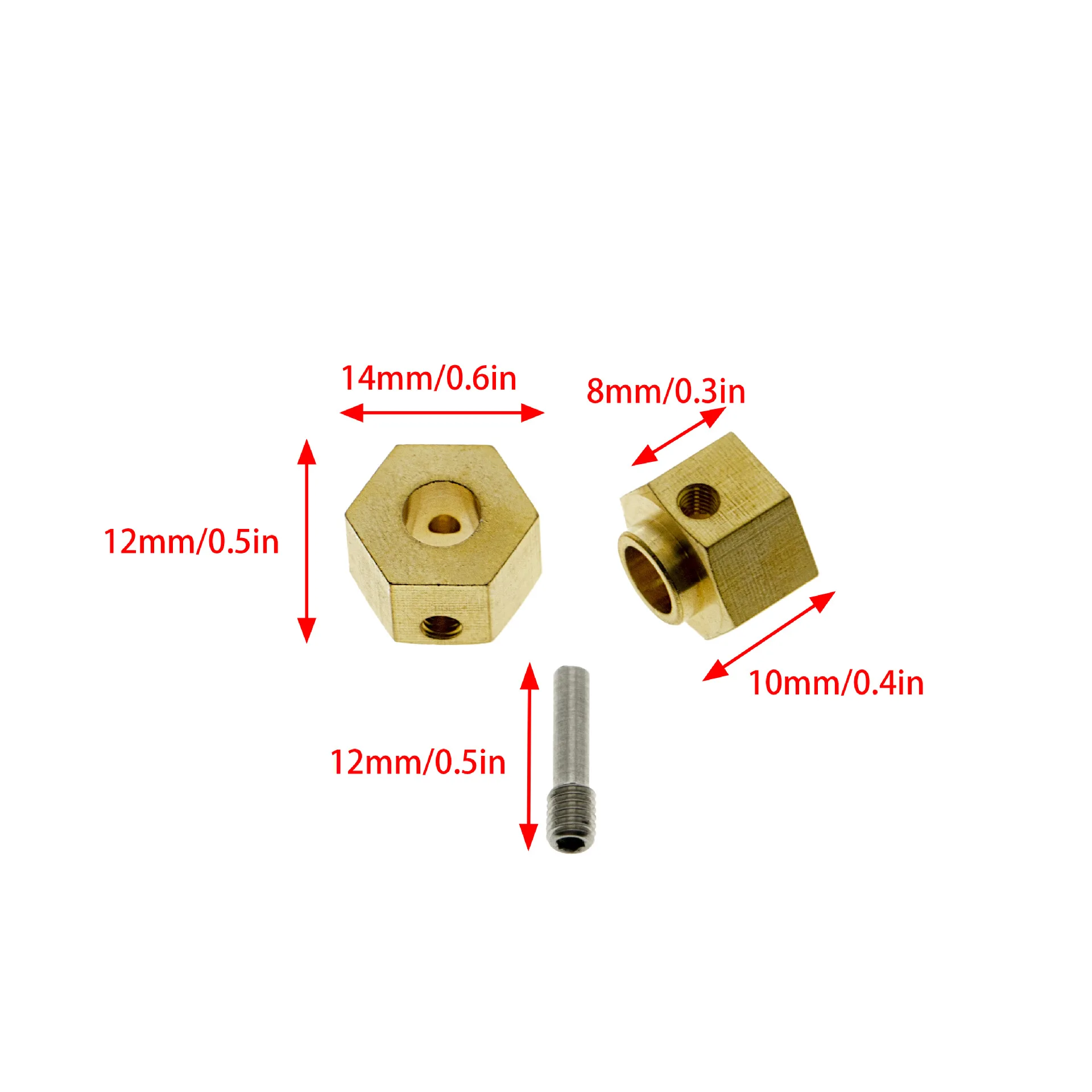 4х латунный 12-миллиметровый шестигранный удлиненный адаптер для 1/10 осевого