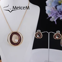 meicem 2021 hot sale circle chokers necklace set statement women jewelry trendy enamel alloy chain necklaces big pendant
