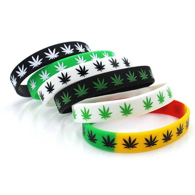

Hemp Leaf Pattern Creative Silicone Men and Women Couple Models Personality Simple Basketball Sports Student Bracelet Wristband