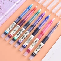 1 pc simple style straight liquid rollerball pen 0 5mm gel pen fluent 7 color writing high grade office writing stationery