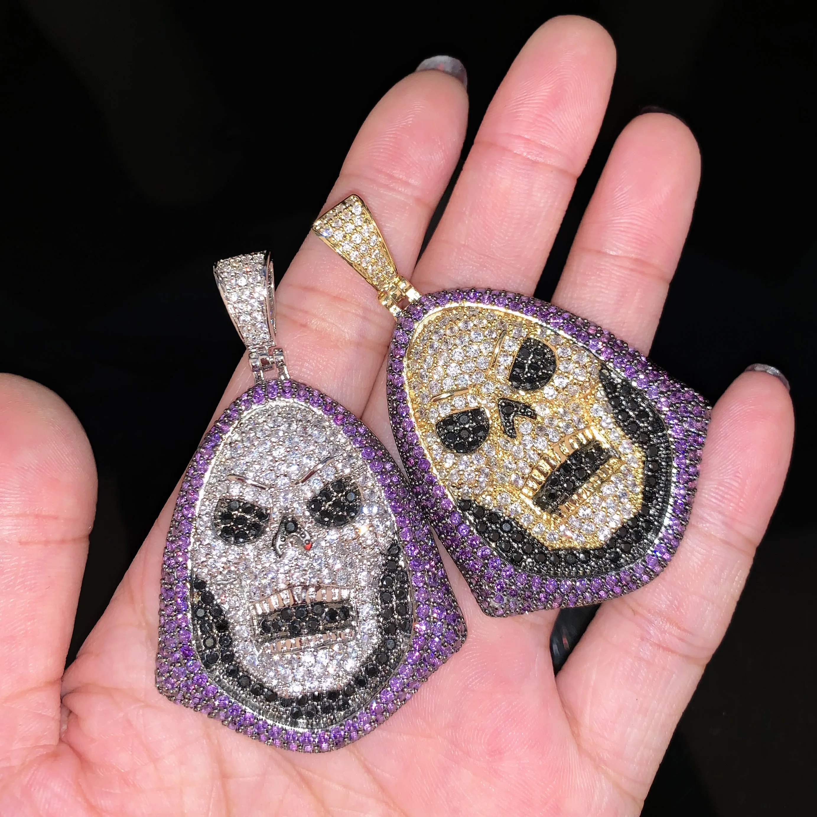 Ожерелье с подвеской в виде черепа золотого цвета фианитами класса ААА ювелирные