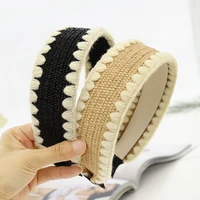 straw knitted knot wide hairbands for women headbands bow hair accessories flower hair bands for women head wrap