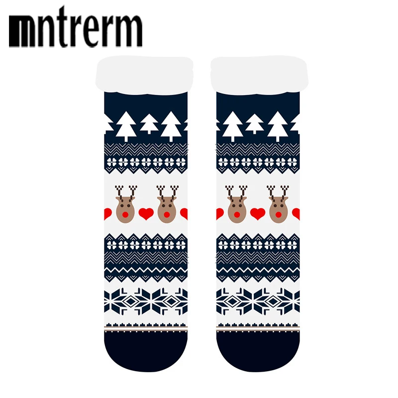 Модные зимние женские утепленные Теплые Носки с рисунком кота лося овечки