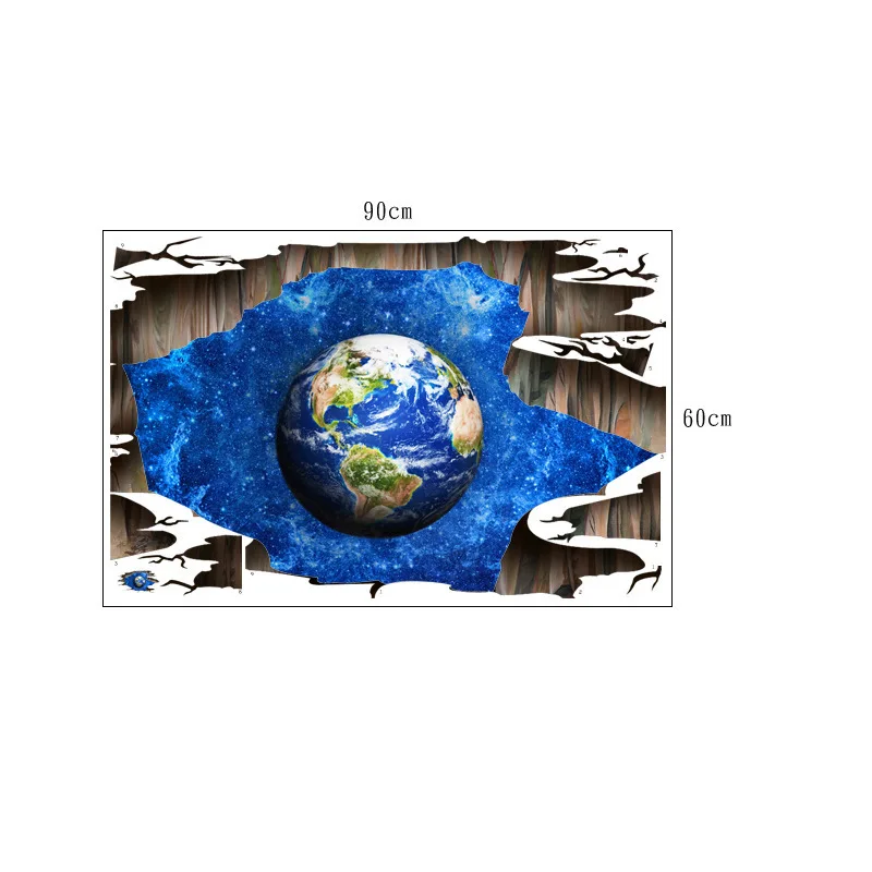 

3D Blue Planet Space PVC Poster Wall Paste Decals Kids Living Room Floor Stickers Bedroom Decoration Mural Paintings Wallpaper