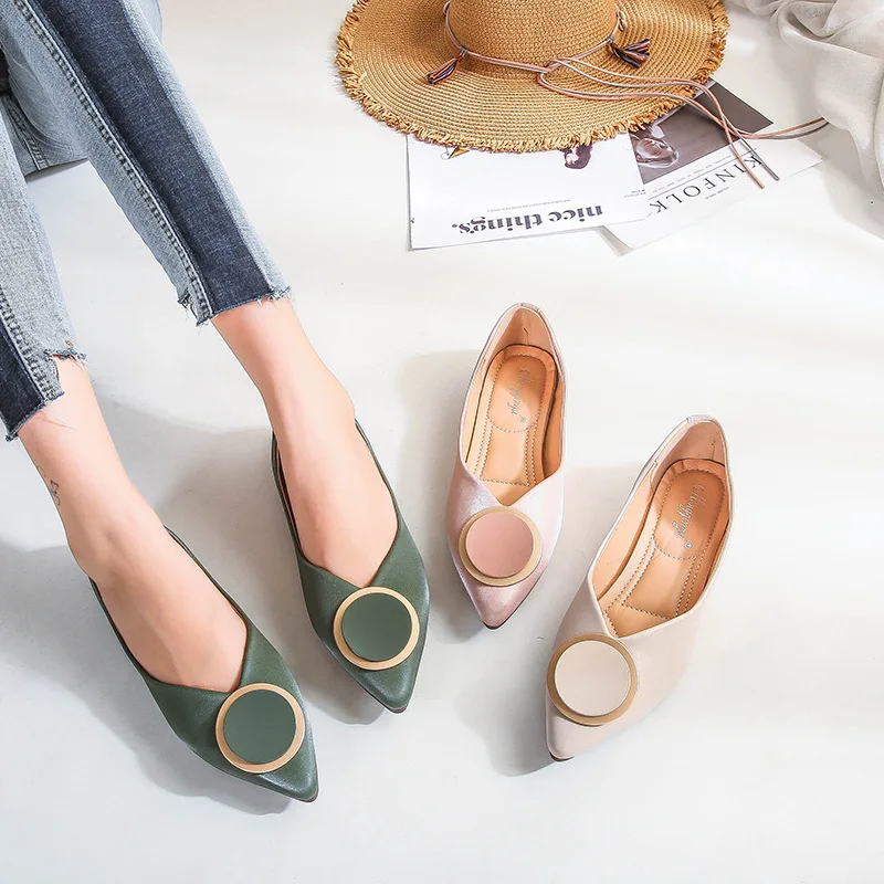 Женские туфли без задника балетки из микрофибры с круглым носком и пряжкой 33-43