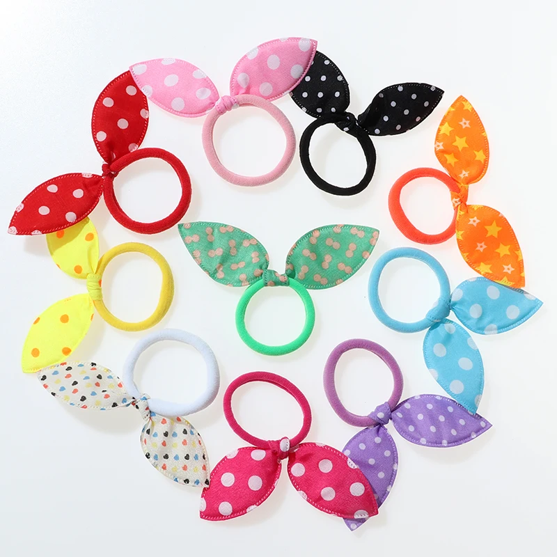 

10Pcs Cute Rabbit Ear Hair Ring Girl Rubber Band Elastic Hair Bands Baby Headwear Korean Children Hair Accessories Ornaments