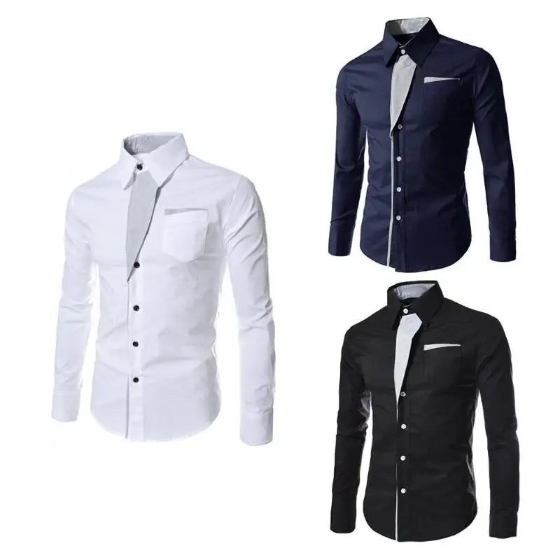 Для Мужчин's рубашки для мальчиков модные мужчин бизнес на каждый день Slim с