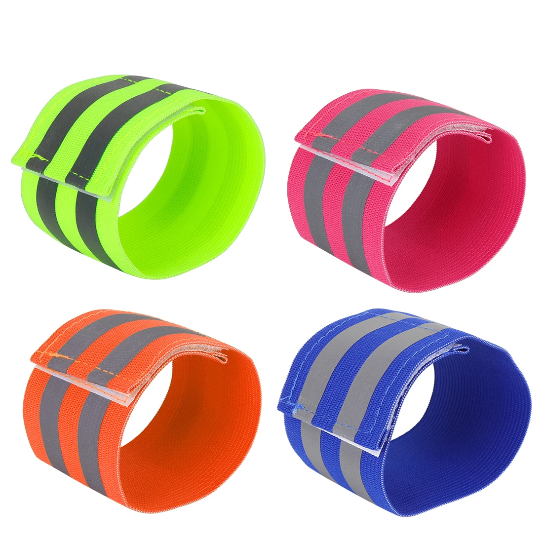 

X Autohaux 4/8Pcs Reflective Reflector Tape Straps Bracelet Bands for Wrist High Visibility Night Safety Alert Cycling Riding