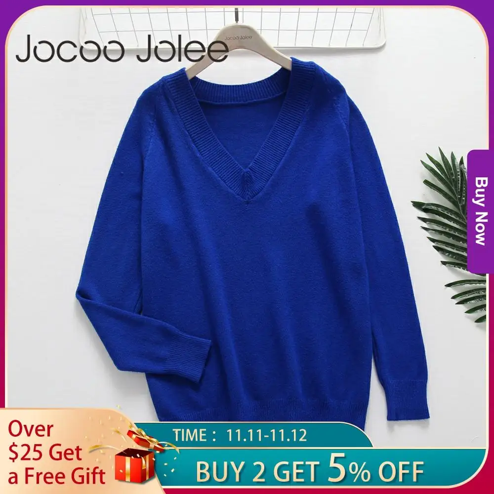 Женский Повседневный свитер Jocoo Jolee свободный трикотажный Однотонный пуловер с