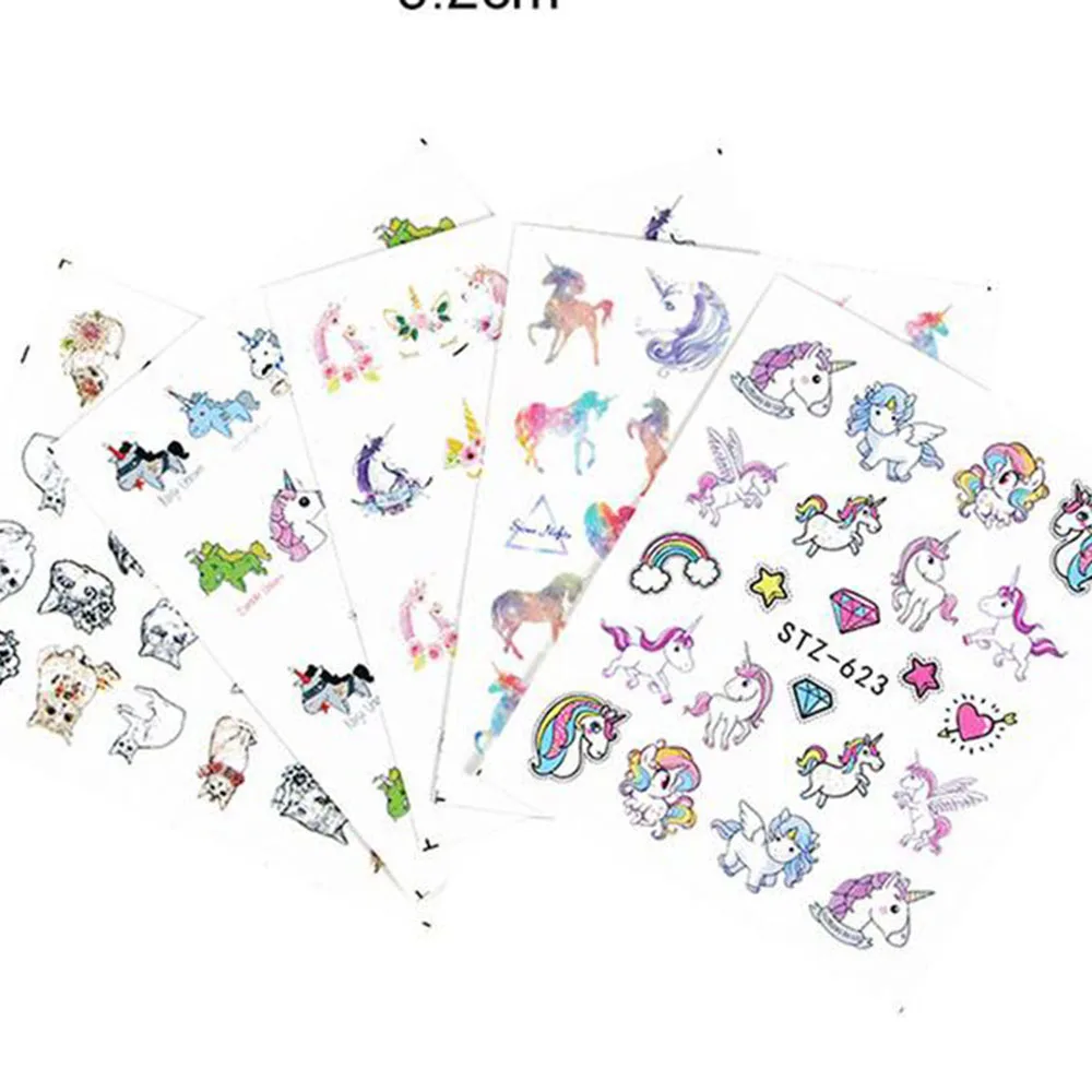 5 листов с надписью Unicorns конструкции Art Наклейки Маникюр Nail переводные наклейки