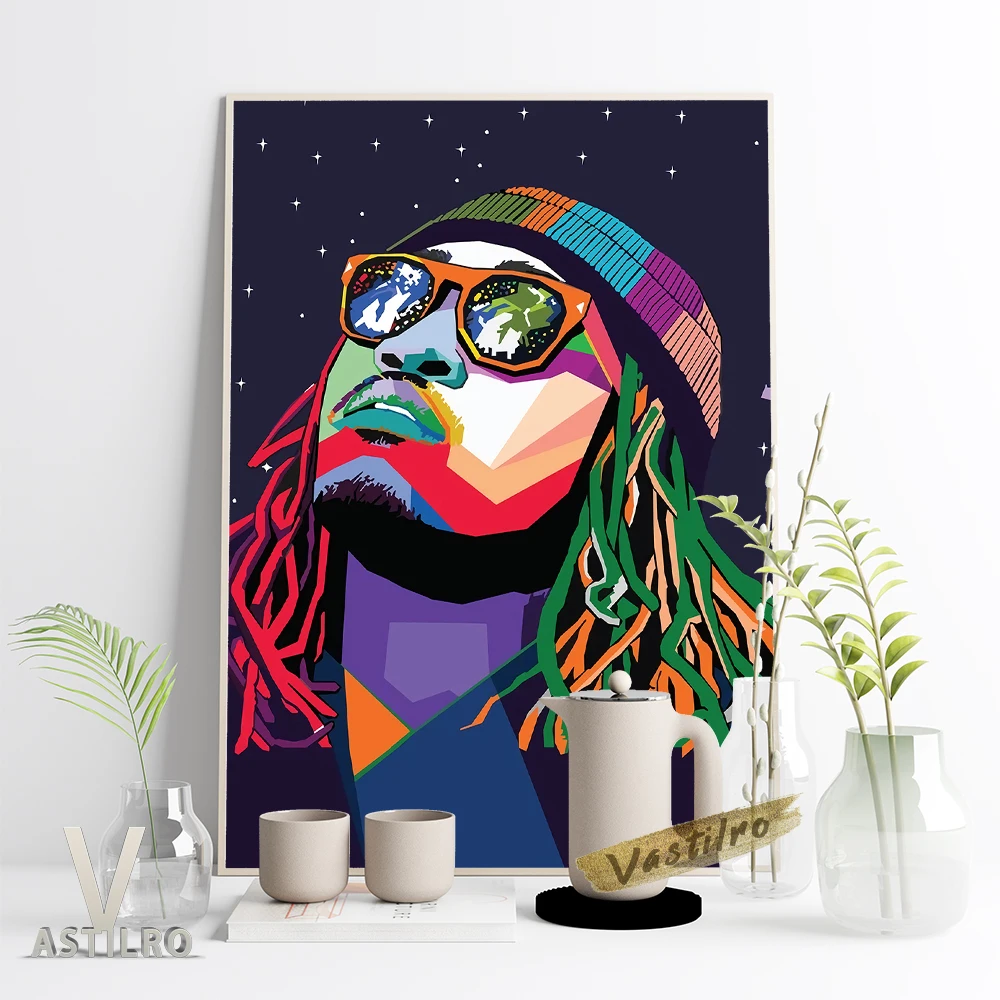 

Hiphop Rapper All Star Pop Art Poster Rap Singer Abstract Portrait Print Wall Picture Fans Collection Gift Bar Pub Club Decor