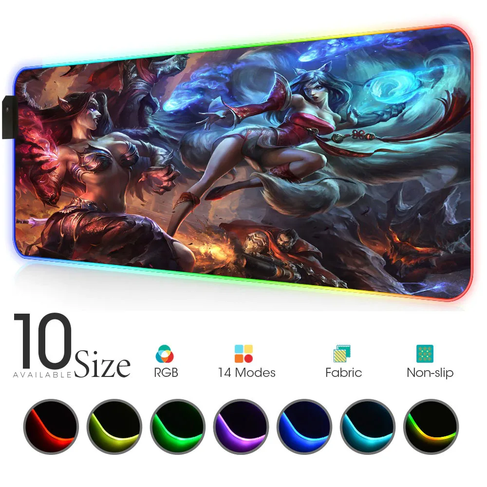 

league of legends RGB Mouse Pad Large Gamer Accessories LED MousePad Gaming computer Mat with Backlit mouse desktop mouse for pc