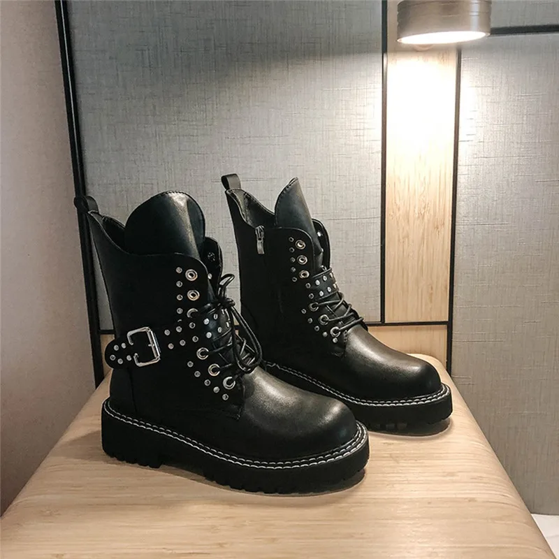 Women PU Western Knight Ladies Winter Boots Buckle Strap Short Casual Shoes botas mujer invierno 2020 | Обувь