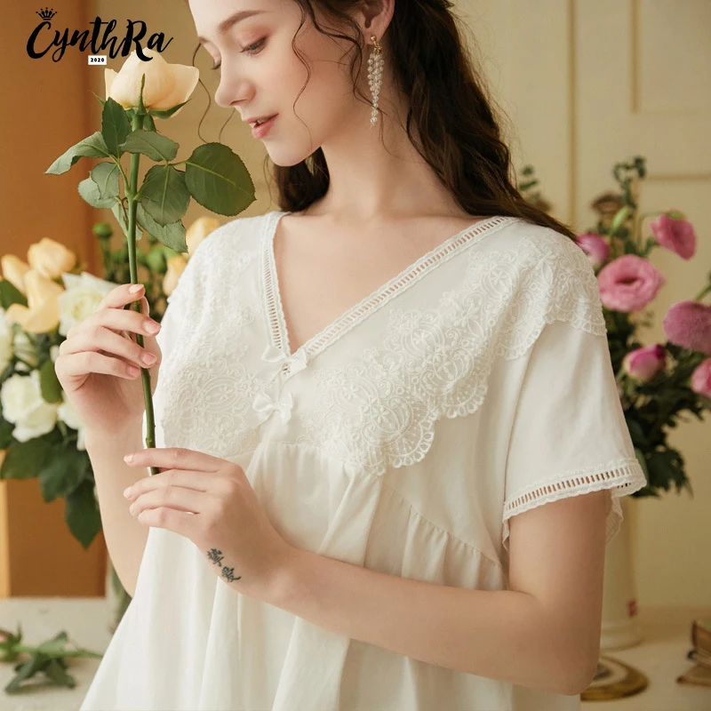 CYNTHRA/Хлопковая пижама с короткими рукавами Костюм Женские летние шорты в стиле