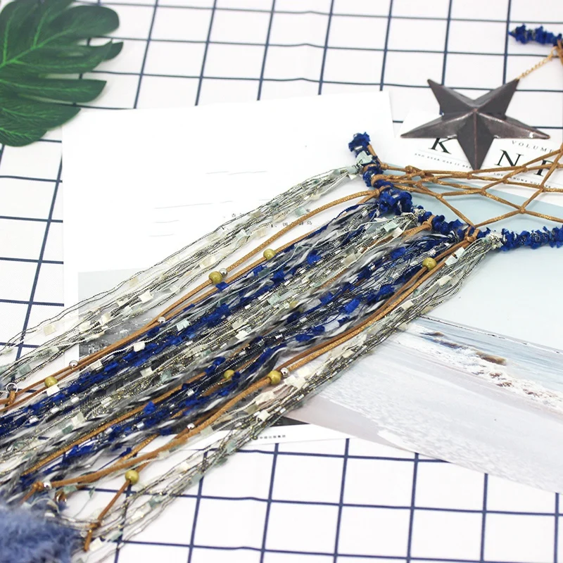 

Macrame Woven Wall Hanging Decor Bohemian Art Wall Cotton Ornaments Tel Dreamcatcher for Home Decor Party Nursery