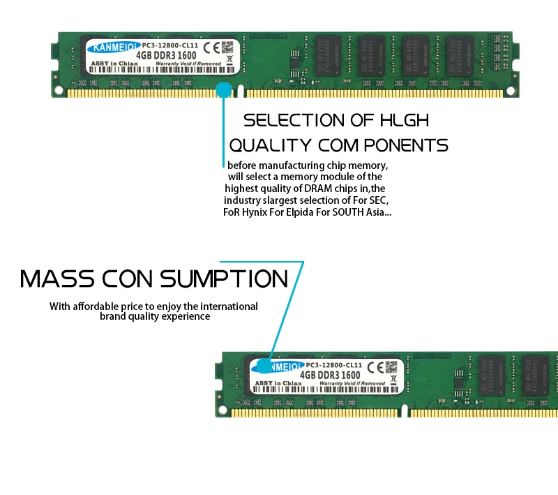 KANMEIQi ram ddr3 8GB(2pcsX4GB) 1333/1600MHz PC3 Desktop Memory 240pin 1.5V New dimm