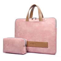 13 3 14 15 6 pu leather waterproof laptop case for women notebook bag soft shockproof handbag include power bag
