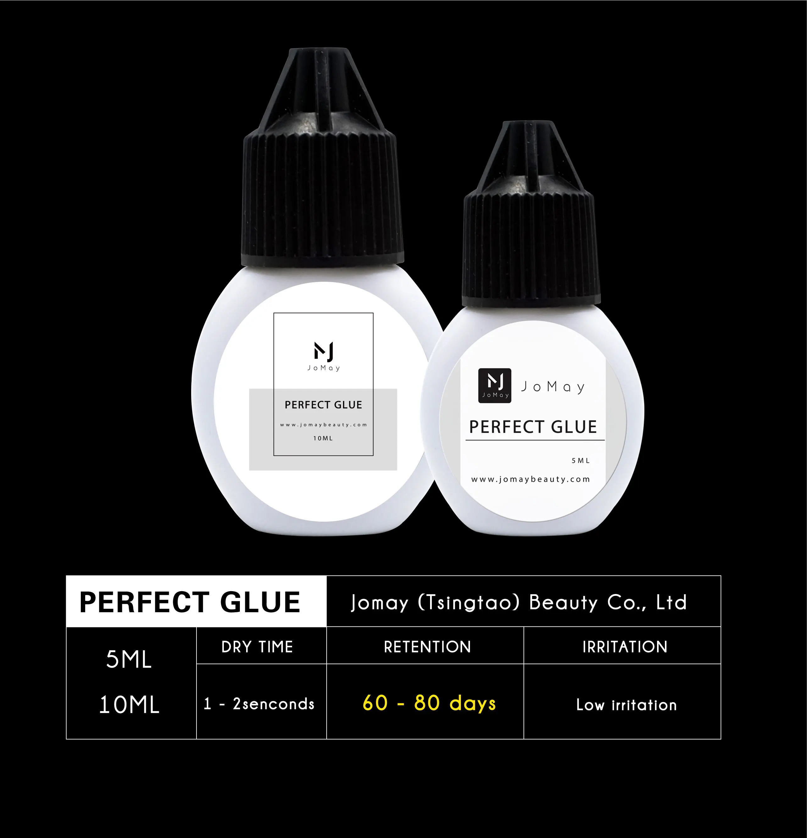 

Perfect lashes Glue low smell Long Lasting Time Eyelash Extension Glue Adhesive Retention 7-9 weeks 5ml 1 Seconds