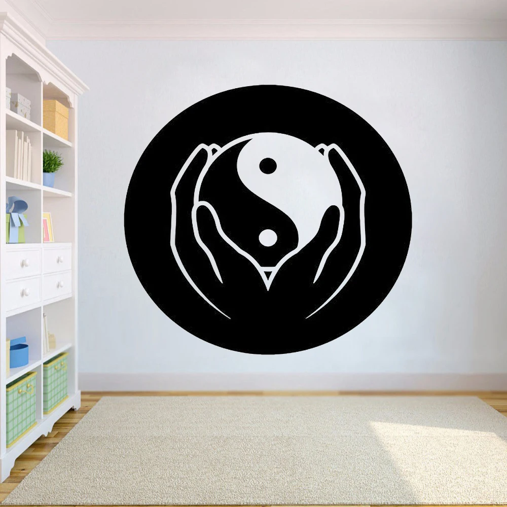 Vinyl Yin Yang wall decal for Daoism decoration Sticker Floral balance ying yang Taoism waterproof Livingroom Wall decals HY1085 | Дом и сад