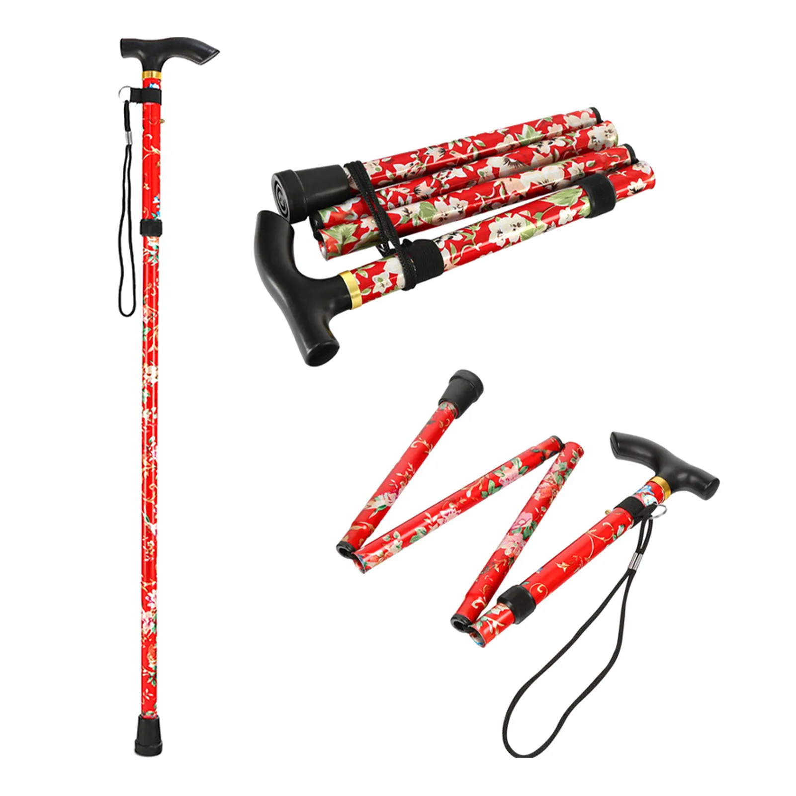 

Adjustable Walking Cane Walking Stick Easy Folding Height Folding Extendable Walking Stick Lightweight Flexible Durable Walki
