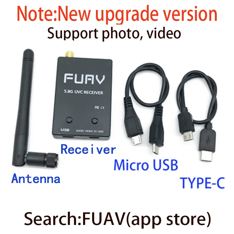 Приемник 5 8G FPV UVC + 48CH 25/100 мВт видео передатчик 700TVL micro камера OTG VR смартфон для