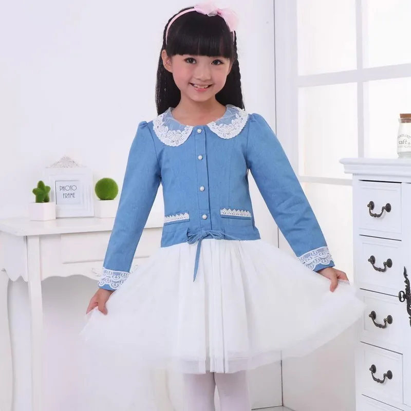 Вечернее платье с длинным рукавом для маленьких девочек От 3 до 6 лет голубое