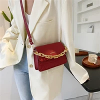 womens leather red shoulder bag with gold chain small square womens shoulder strap handbag brown white khaki crossbody bags