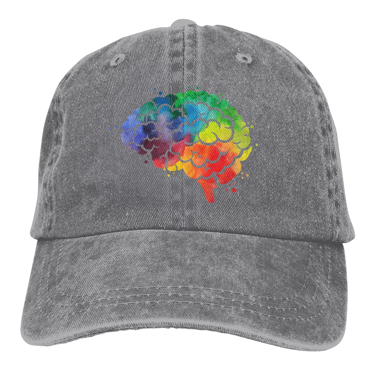 

Watercolor Psychology Colorful Brain Hats for Men Women Adjustable Sun Hats Vintage Trucker Hat