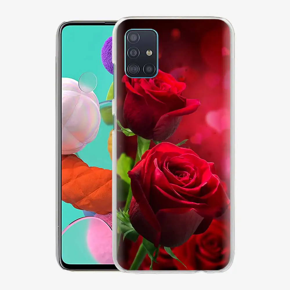 

Phone Case for Samsung Galaxy A51 A71 A50 A21s A31 A20e A10 A70 A30 A40 A41 A11 Hard Original Cover Valentines Love Flower